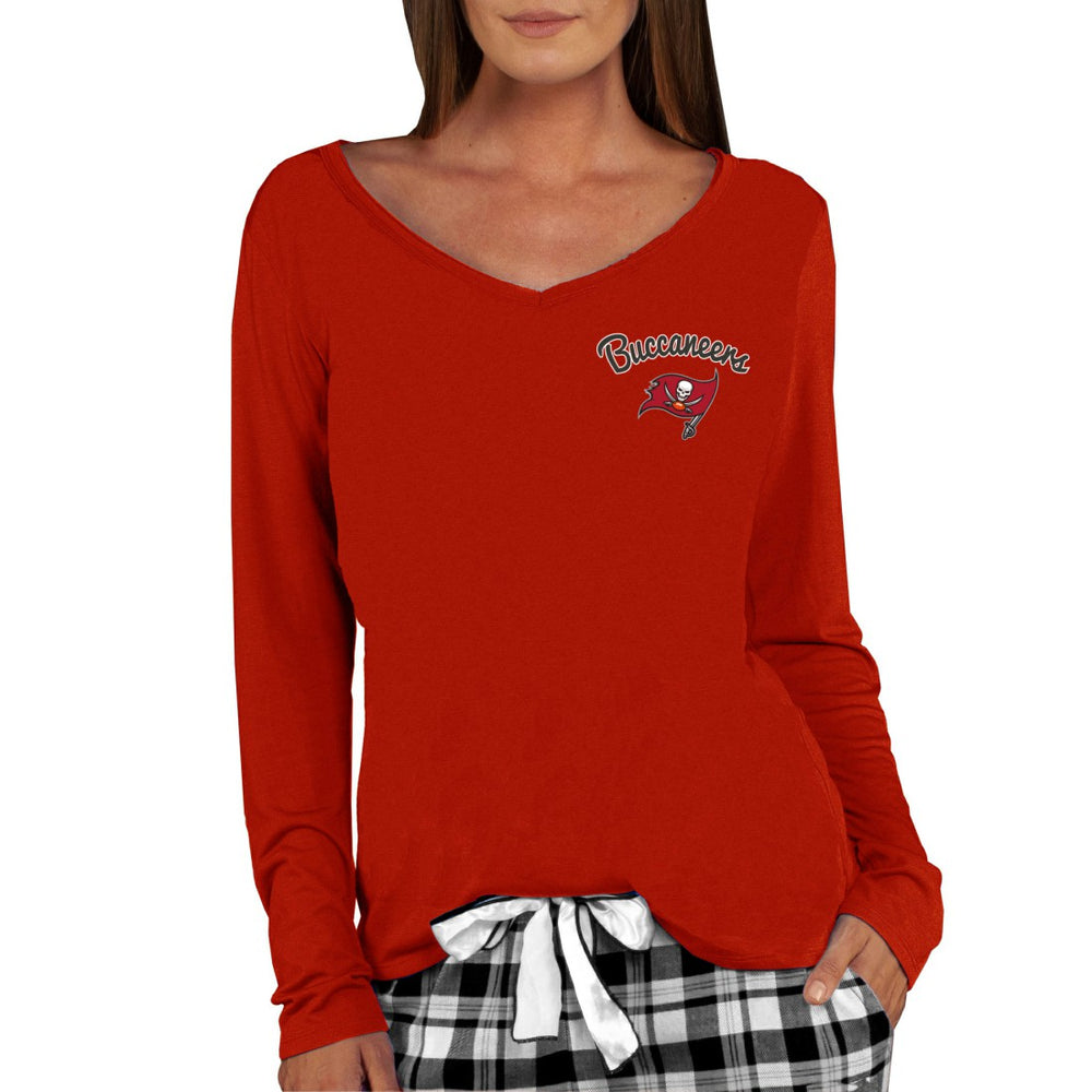Tampa Bay Buccaneers Concepts Sport Women's Marathon Knit Long Sleeve Lightweight V-Neck Lounge Top - Red Tops