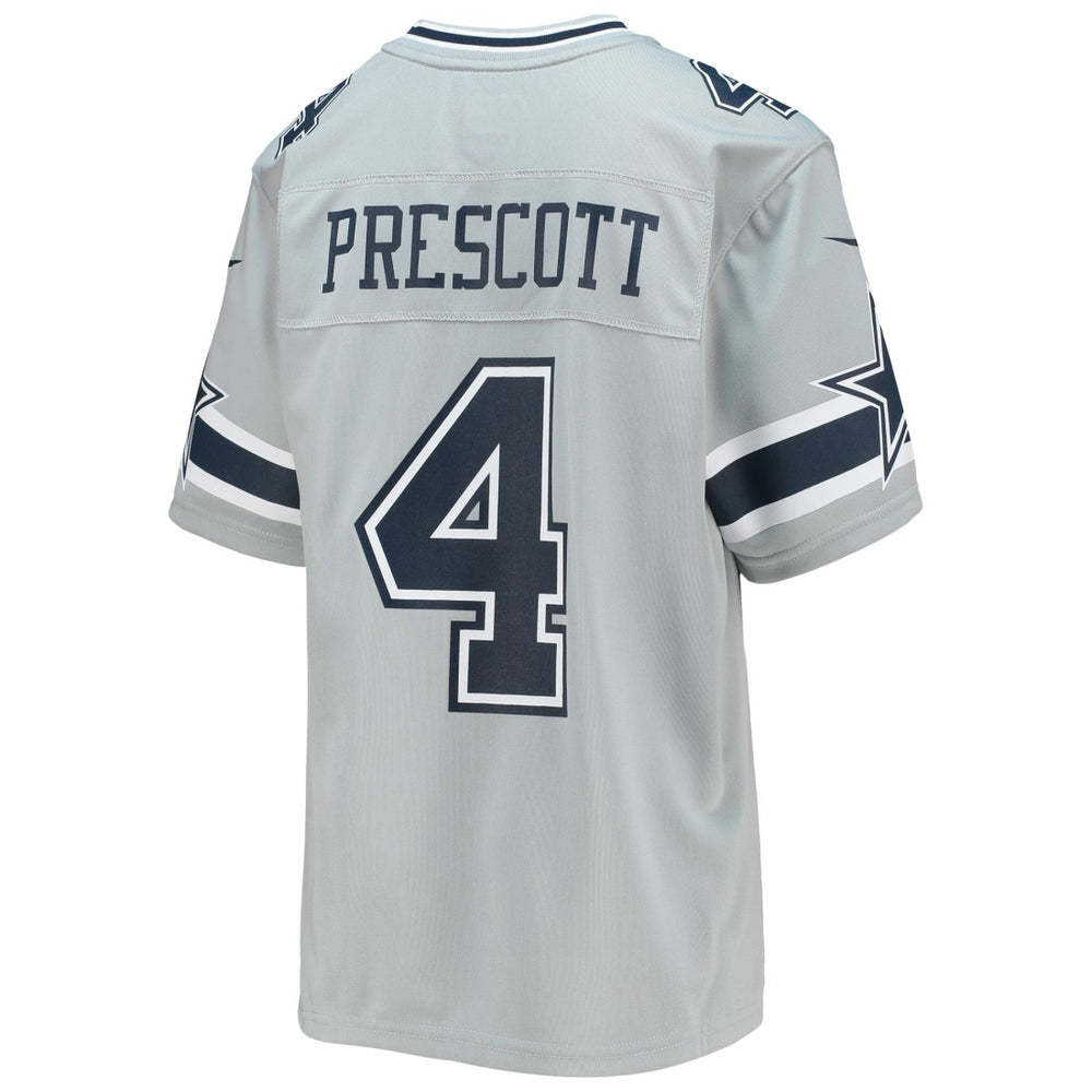 Dak Prescott Dallas Cowboys Youth Inverted Team Game Jersey - Silver Jerseys