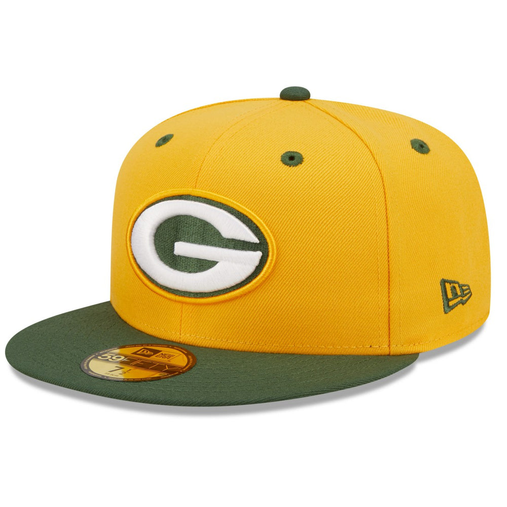 Green Bay Packers New Era Flipside 2Tone 59FIFTY Fitted Hat - Gold/Green Hats