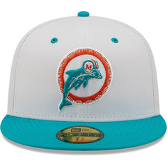 Miami Dolphins New Era Flipside 2Tone 59FIFTY Fitted Hat - White/Aqua Hats