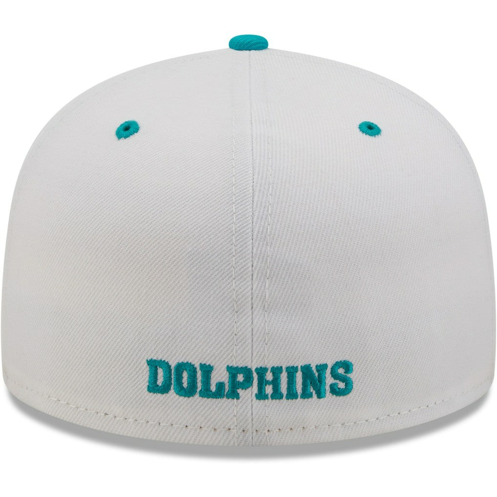 Miami Dolphins New Era Flipside 2Tone 59FIFTY Fitted Hat - White/Aqua Hats