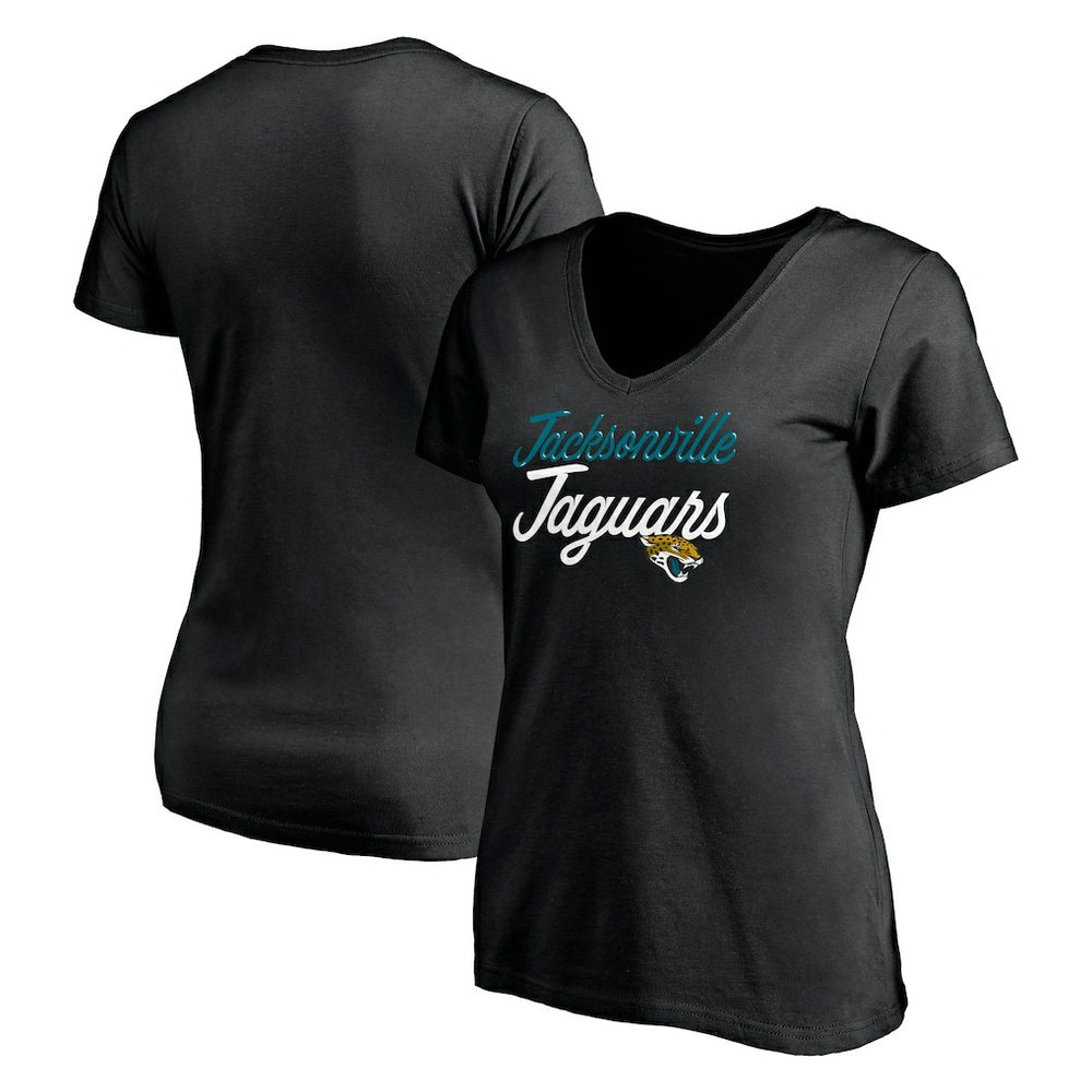 Jacksonville Jaguars Women's Long Stride V-Neck T-Shirt - Black T-shirts
