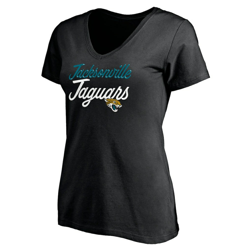 Jacksonville Jaguars Women's Long Stride V-Neck T-Shirt - Black T-shirts