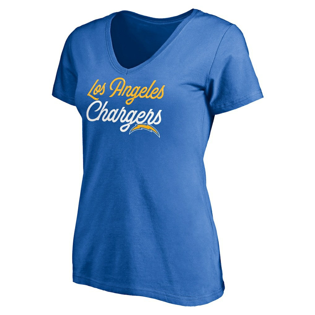 Los Angeles Chargers Women's Long Stride V-Neck T-Shirt - Powder Blue T-shirts