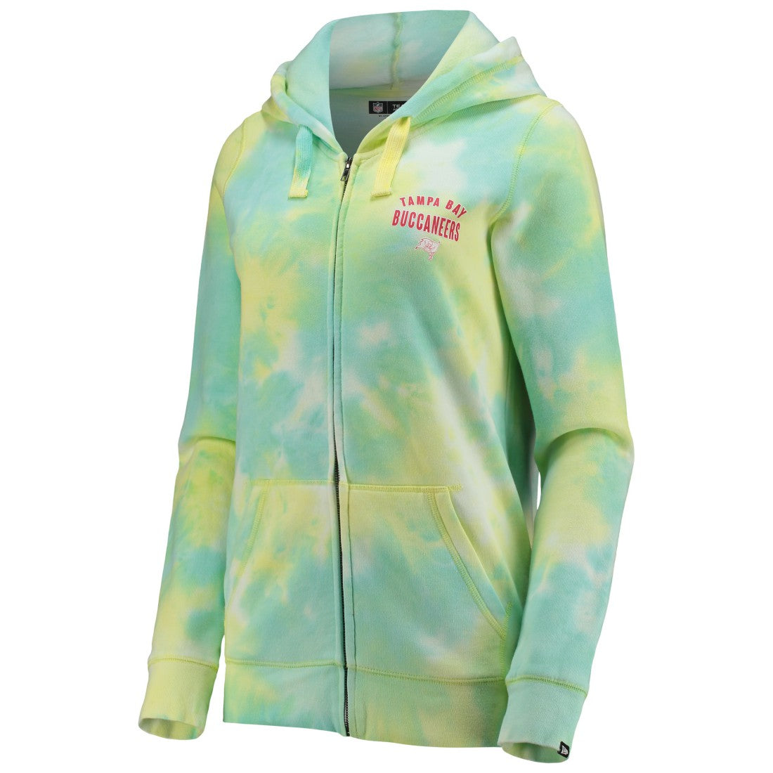 Tampa Bay Buccaneers New Era Women's Ice-Dye Full-Zip Hoodie - White Hoodies