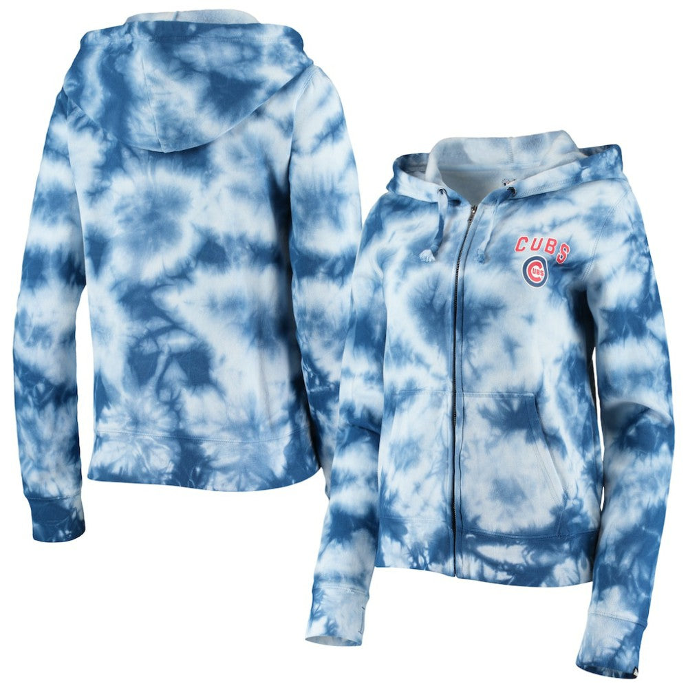 Chicago Cubs New Era Women's Tie-Dye Fleece Full-Zip Hoodie - Royal Hoodies
