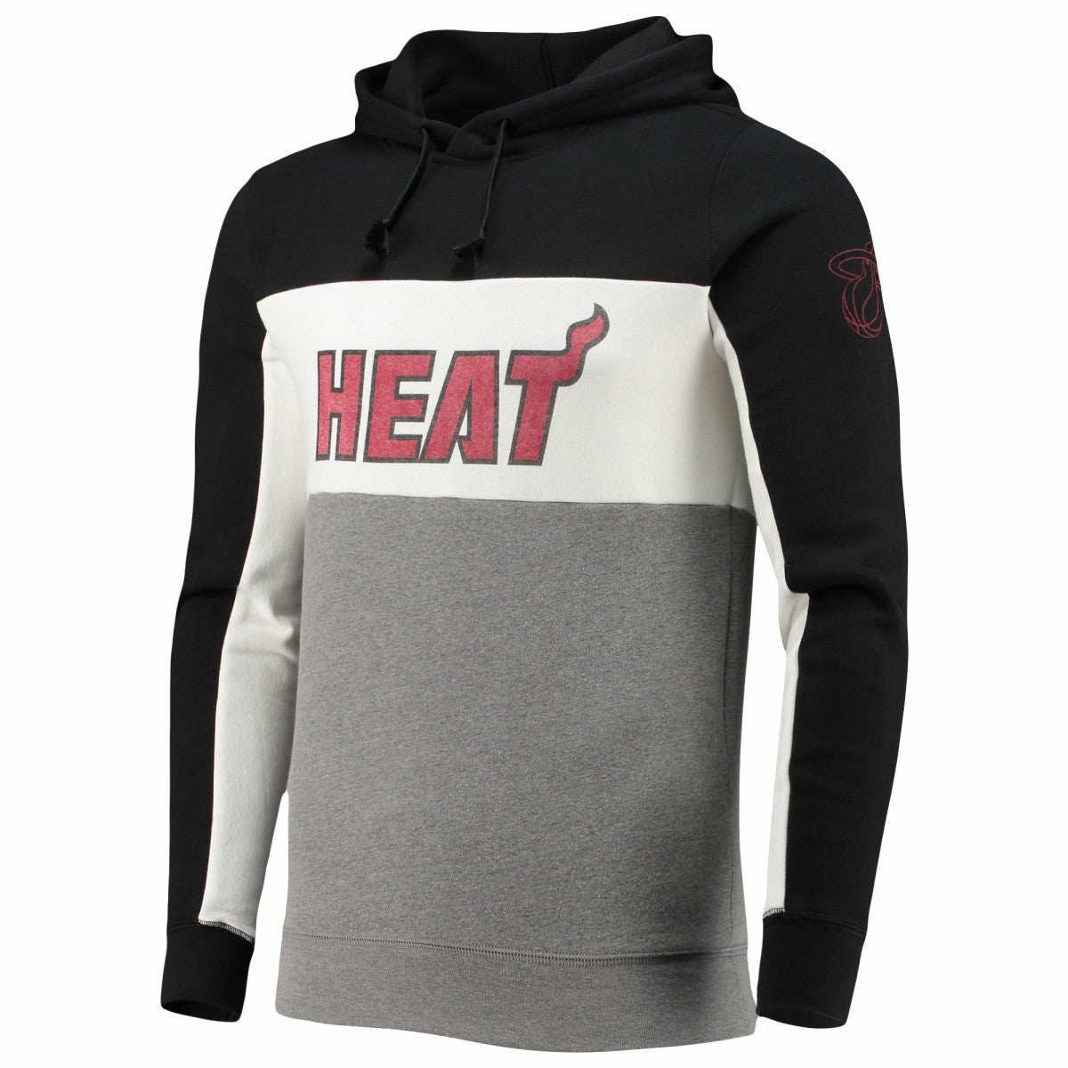 Miami Heat Junk Food Wordmark Colorblock Fleece Pullover Hoodie Black/White outlet