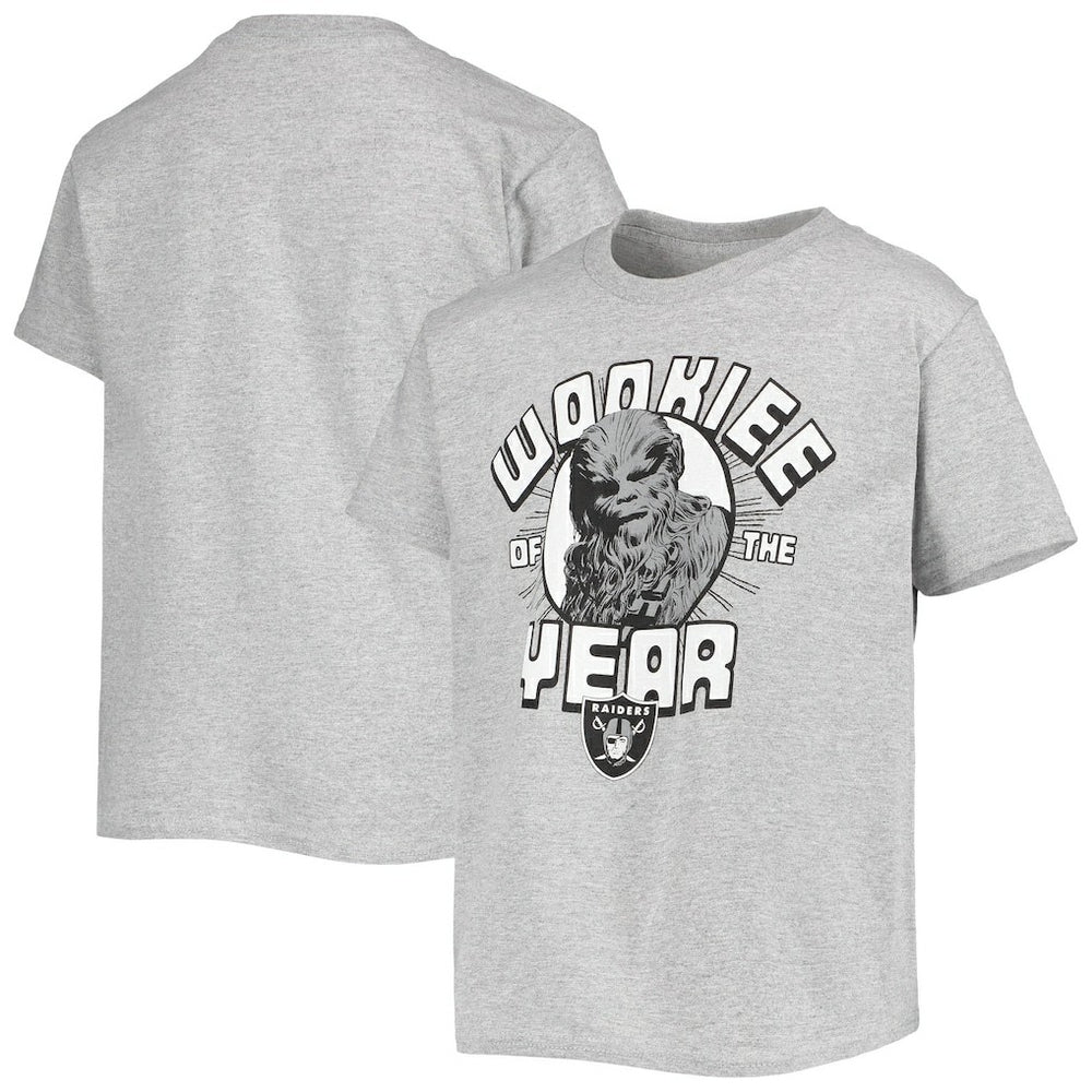Las Vegas Raiders Junk Food Youth Star Wars Wookie Of The Year T-Shirt - Heathered Gray T-shirts