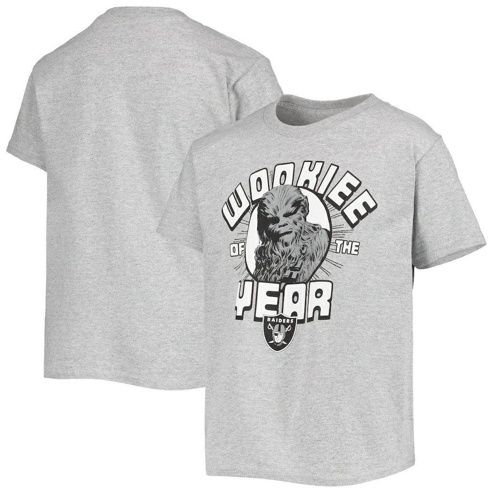 Las Vegas Raiders Junk Food Youth Star Wars Wookie Of The Year T-Shirt - Heathered Gray T-shirts