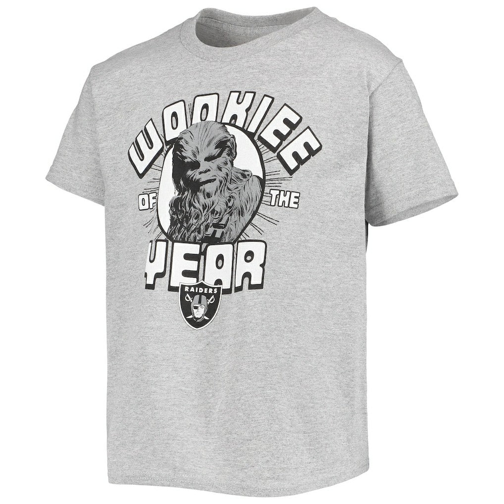 Las Vegas Raiders Junk Food Youth Star Wars Wookie Of The Year T-Shirt - Heathered Gray T-shirts