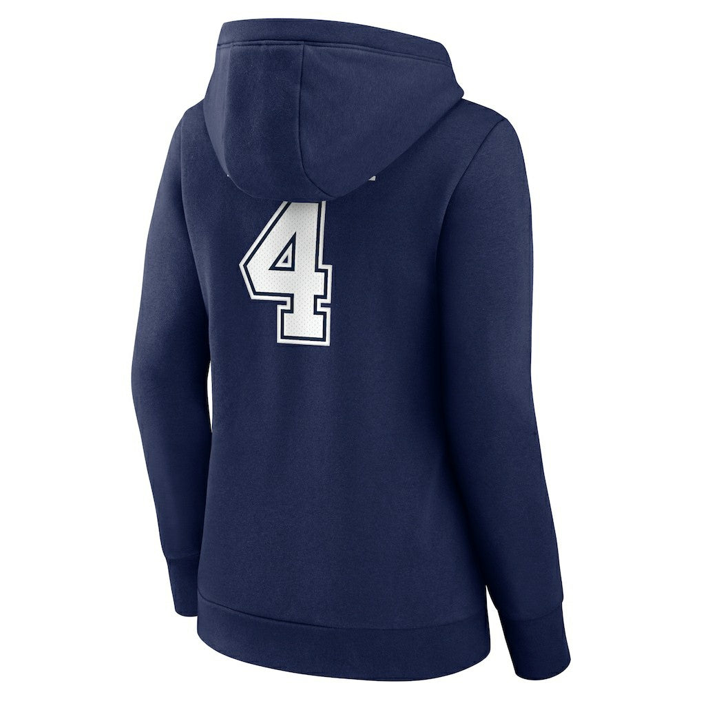 Dak Prescott Dallas Cowboys Women's Player Icon Name & Number V-Neck Pullover Hoodie - Navy Hoodies