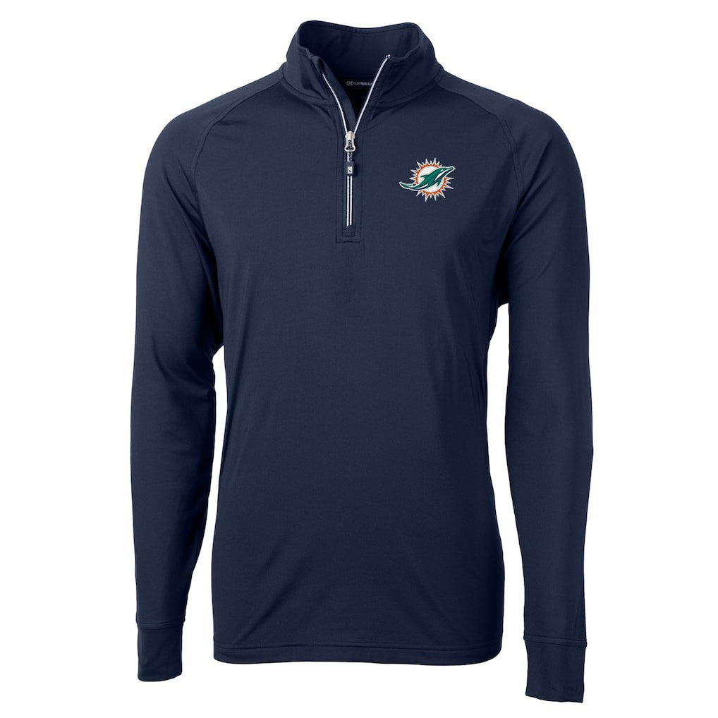 Miami Dolphins Cutter & Buck Adapt Eco Knit Quarter-Zip Pullover Jacket - Navy Pullover
