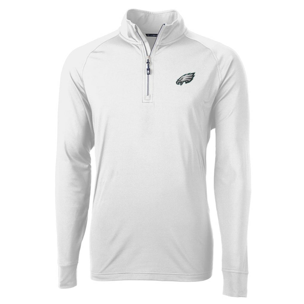 Philadelphia Eagles Cutter & Buck Adapt Eco Knit Quarter-Zip Pullover Jacket - White Pullover