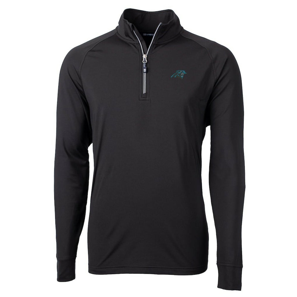 Carolina Panthers Cutter & Buck Adapt Eco Knit Quarter-Zip Pullover Jacket - Black Pullover
