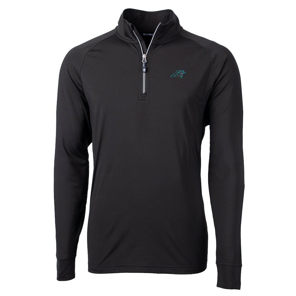 Carolina Panthers Cutter & Buck Adapt Eco Knit Quarter-Zip Pullover Jacket - Black Pullover