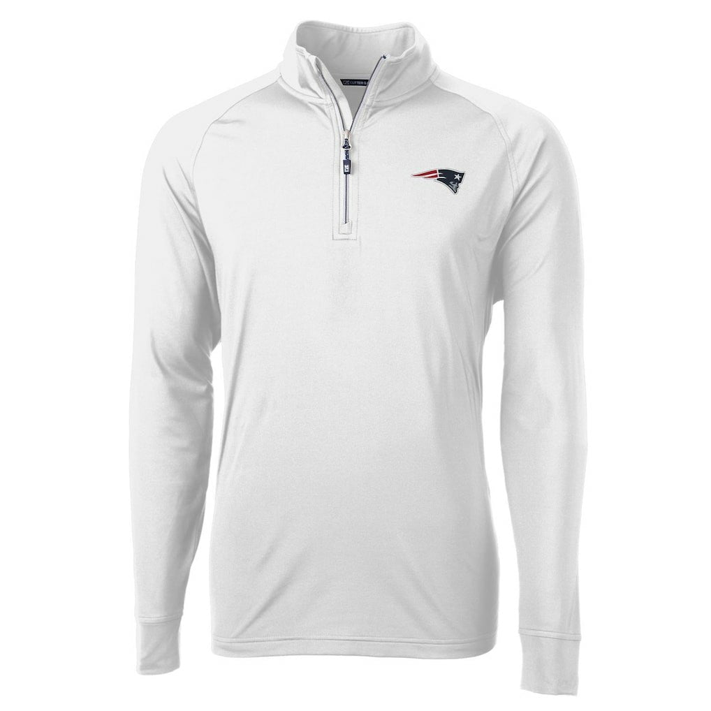 New England Patriots Cutter & Buck Adapt Eco Knit Quarter-Zip Pullover Jacket - White Pullover