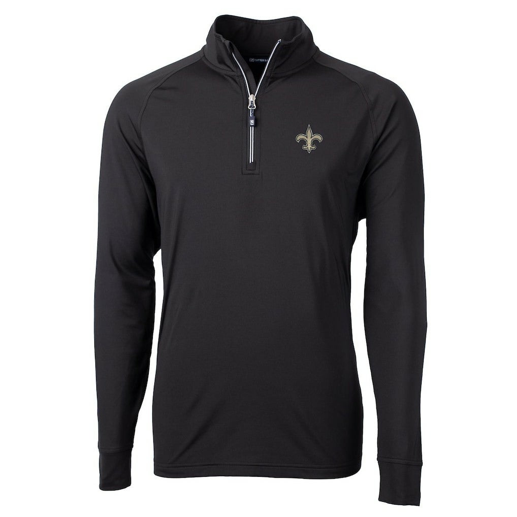 New Orleans Saints Cutter & Buck Adapt Eco Knit Quarter-Zip Pullover Jacket - Black Pullover