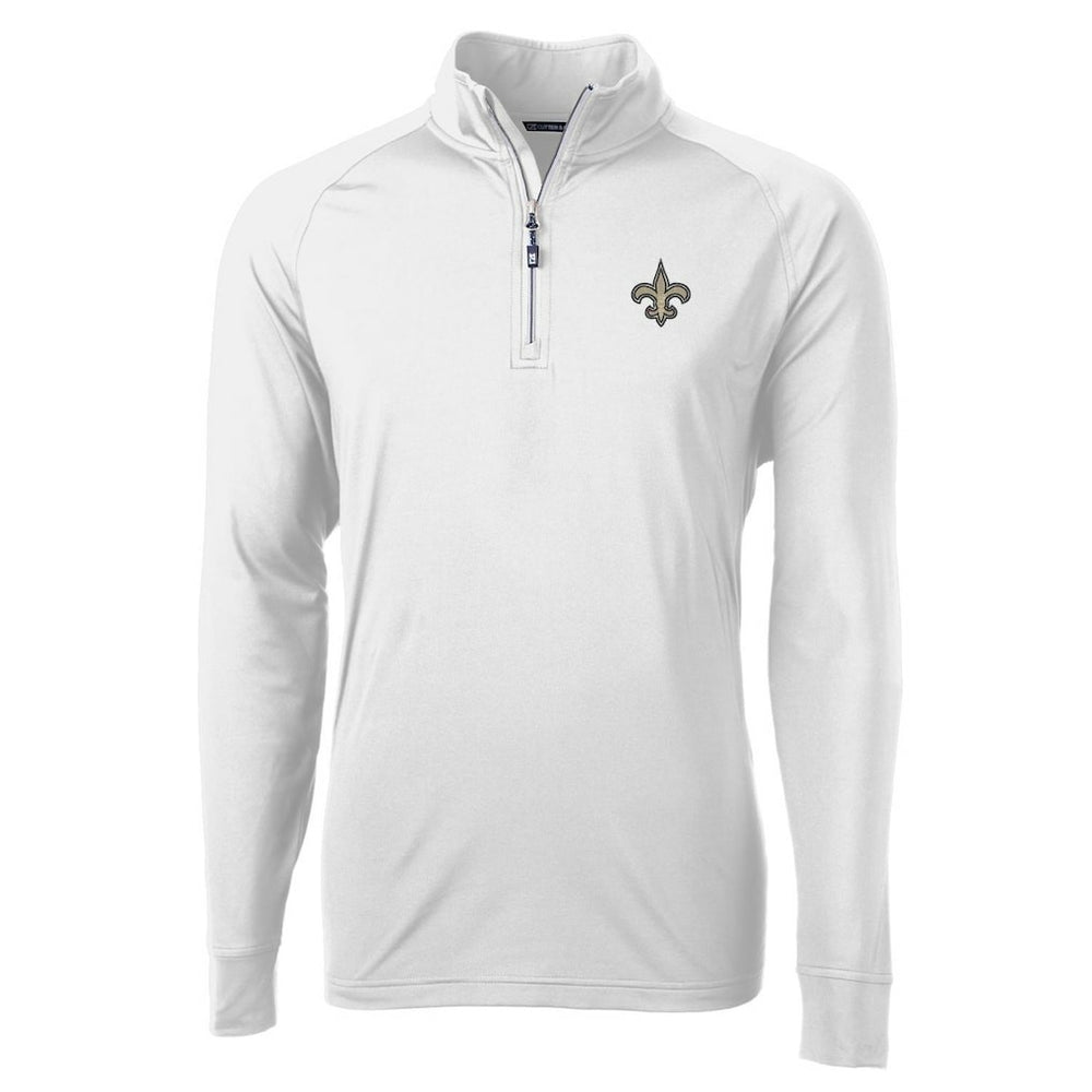 New Orleans Saints Cutter & Buck Adapt Eco Knit Quarter-Zip Pullover Jacket - White Pullover