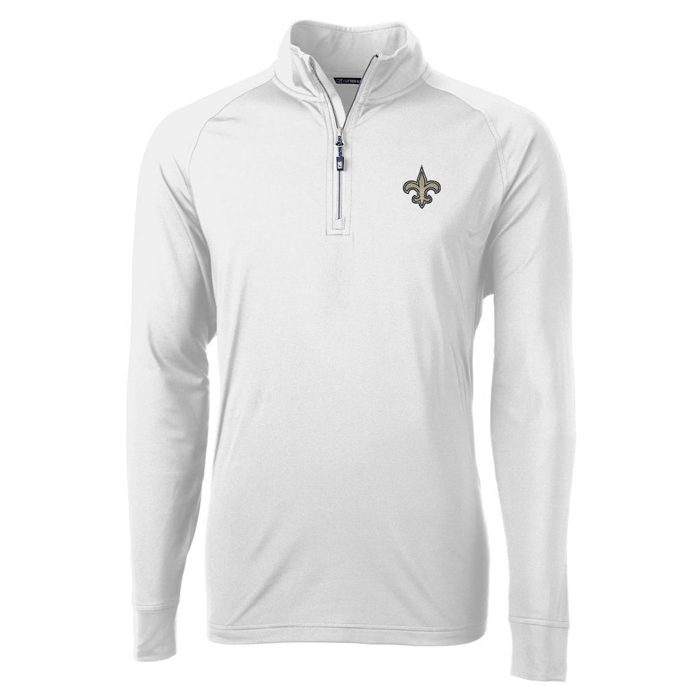 New Orleans Saints Cutter & Buck Adapt Eco Knit Quarter-Zip Pullover Jacket - White Pullover