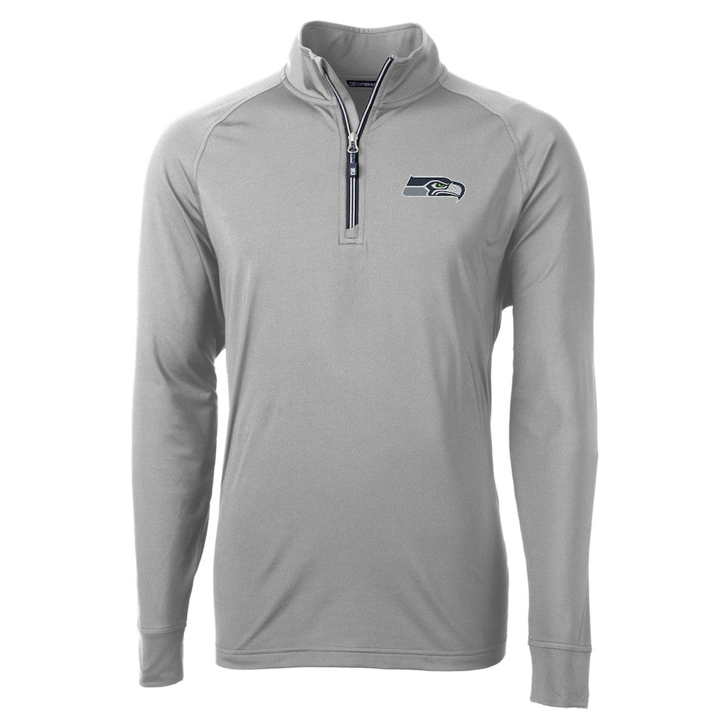 Seattle Seahawks Cutter & Buck Adapt Eco Knit Quarter-Zip Pullover Jacket - Gray Pullover