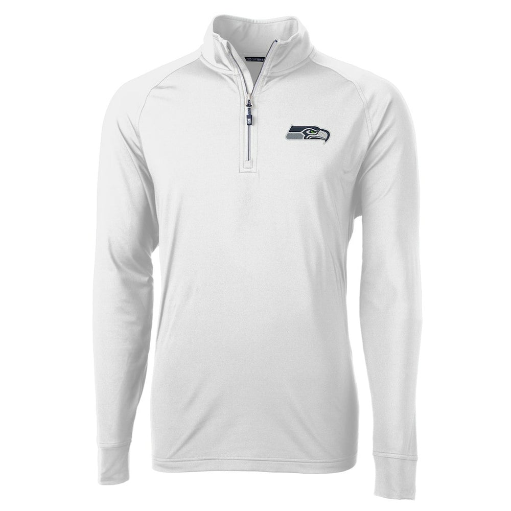 Seattle Seahawks Cutter & Buck Adapt Eco Knit Quarter-Zip Pullover Jacket - White Pullover