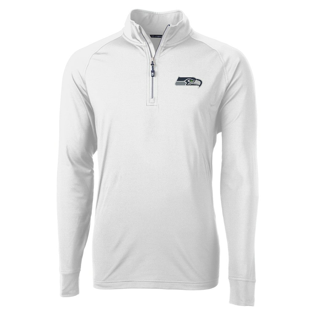 Seattle Seahawks Cutter & Buck Adapt Eco Knit Quarter-Zip Pullover Jacket - White Pullover