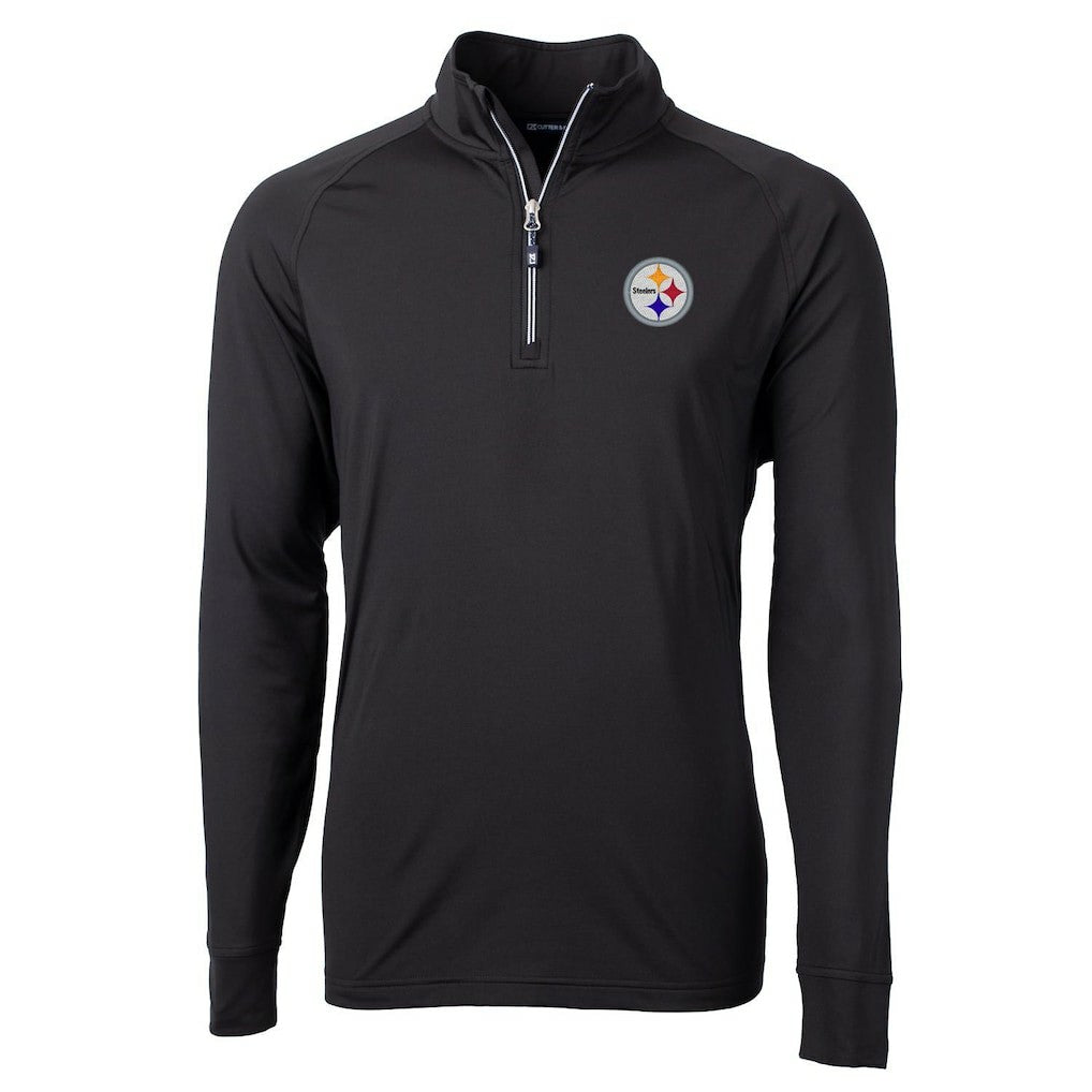 Pittsburgh Steelers Cutter & Buck Adapt Eco Knit Quarter-Zip Pullover Jacket - Black Pullover
