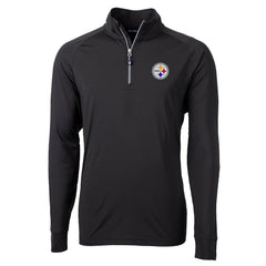 Pittsburgh Steelers Cutter & Buck Adapt Eco Knit Quarter-Zip Pullover Jacket - Black Pullover