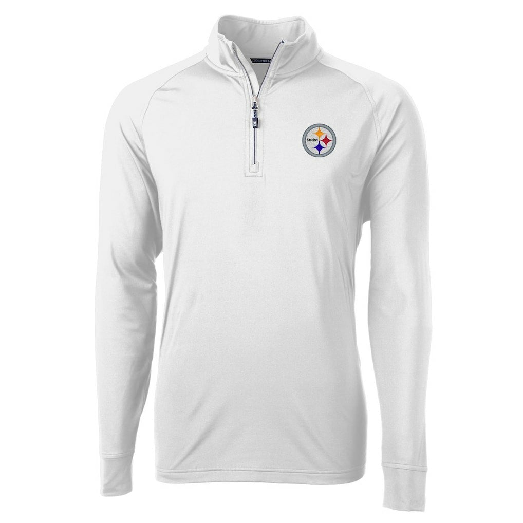 Pittsburgh Steelers Cutter & Buck Adapt Eco Knit Quarter-Zip Pullover Jacket - White Pullover
