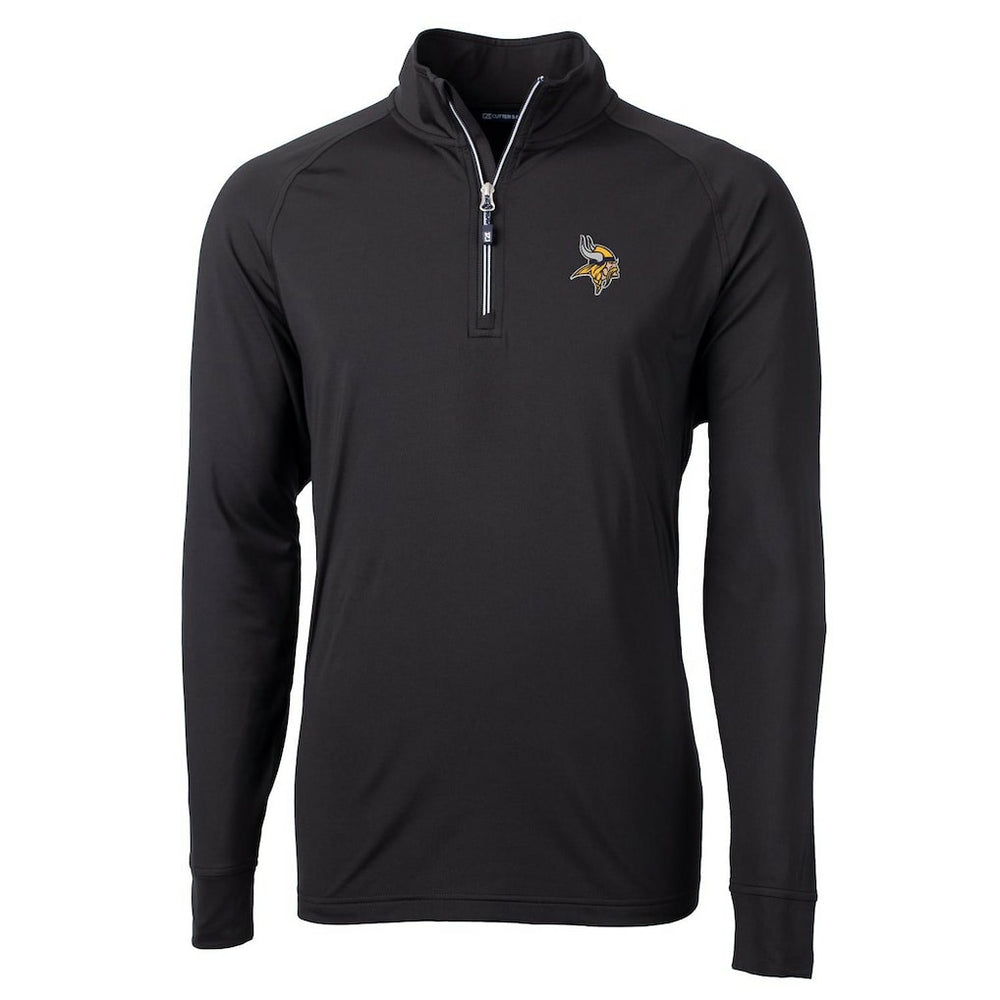 Minnesota Vikings Cutter & Buck Adapt Eco Knit Quarter-Zip Pullover Jacket - Black Pullover