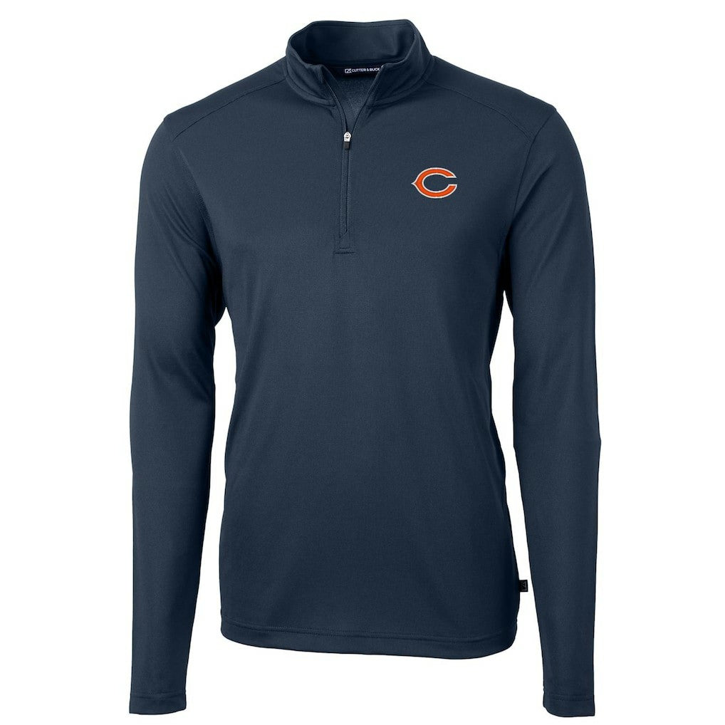Chicago Bears Cutter & Buck Virtue Eco Pique Recycled Quarter-Zip Pullover Jacket - Navy Pullover