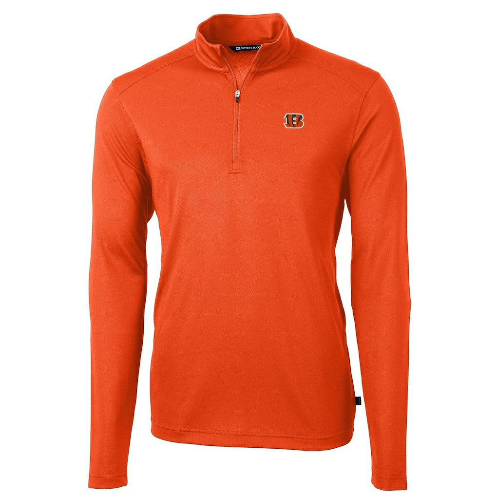 Cincinnati Bengals Cutter & Buck Virtue Eco Pique Recycled Quarter-Zip Pullover Jacket - Orange Pullover