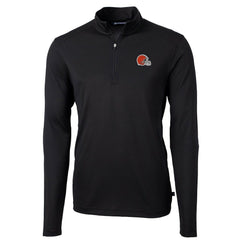 Cleveland Browns Cutter & Buck Virtue Eco Pique Recycled Quarter-Zip Pullover Jacket - Black Pullover