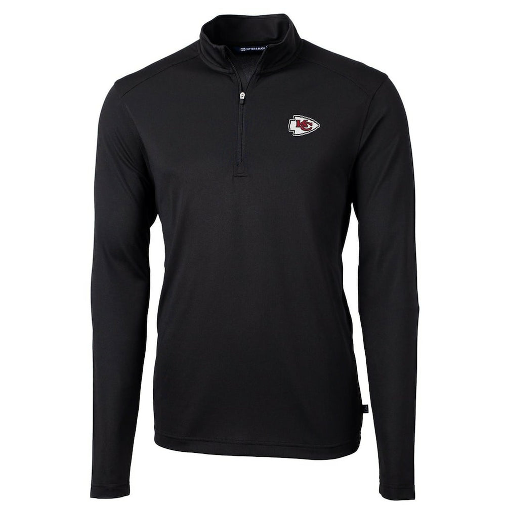 Kansas City Chiefs Cutter & Buck Virtue Eco Pique Recycled Quarter-Zip Pullover Jacket - Black Pullover
