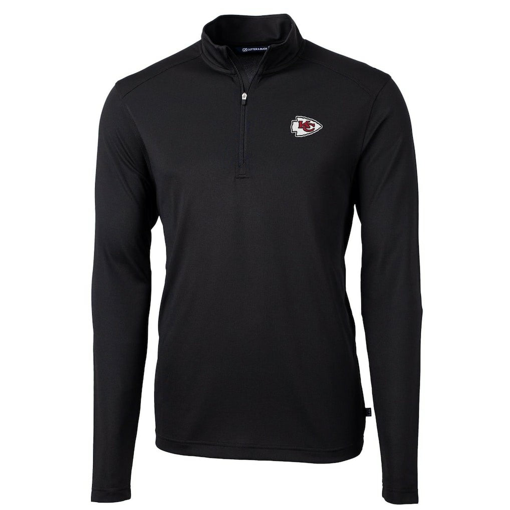 Kansas City Chiefs Cutter & Buck Virtue Eco Pique Recycled Quarter-Zip Pullover Jacket - Black Pullover