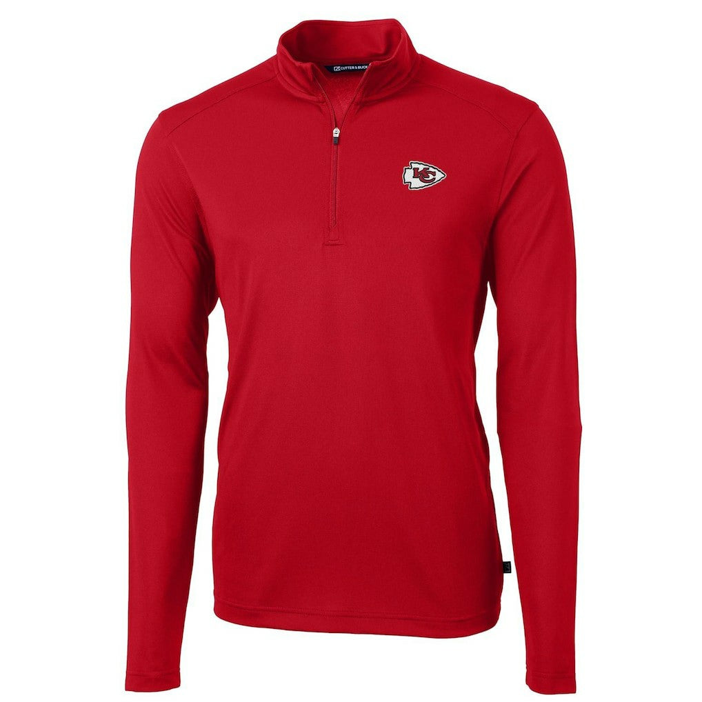 Kansas City Chiefs Cutter & Buck Virtue Eco Pique Recycled Quarter-Zip Pullover Jacket - Red Pullover