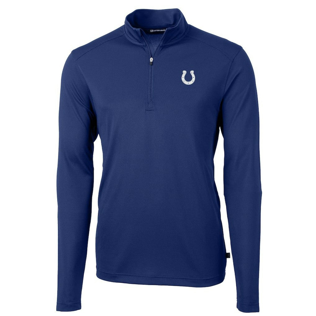 Indianapolis Colts Cutter & Buck Virtue Eco Pique Recycled Quarter-Zip Pullover Jacket - Royal Pullover