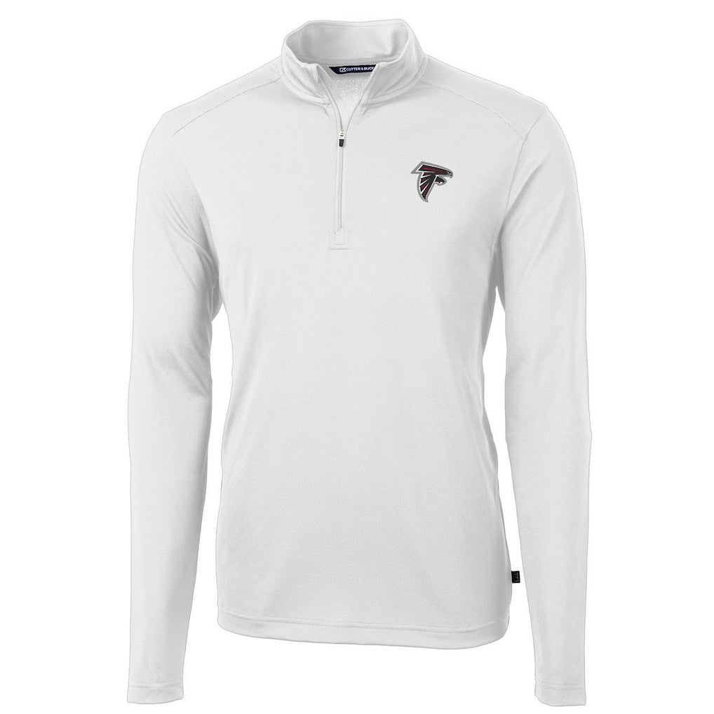 Atlanta Falcons Cutter & Buck Virtue Eco Pique Recycled Quarter-Zip Pullover Jacket - White Pullover
