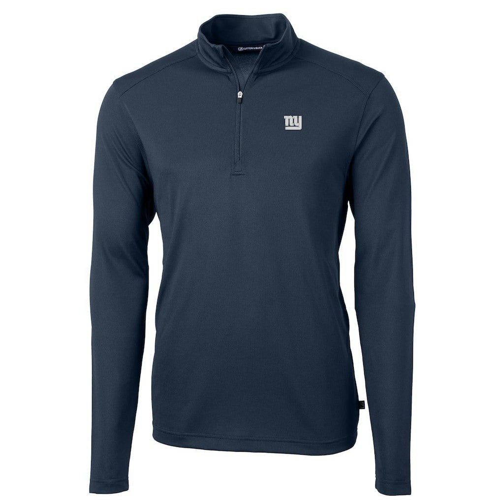 New York Giants Cutter & Buck Virtue Eco Pique Recycled Quarter-Zip Pullover Jacket - Navy Pullover