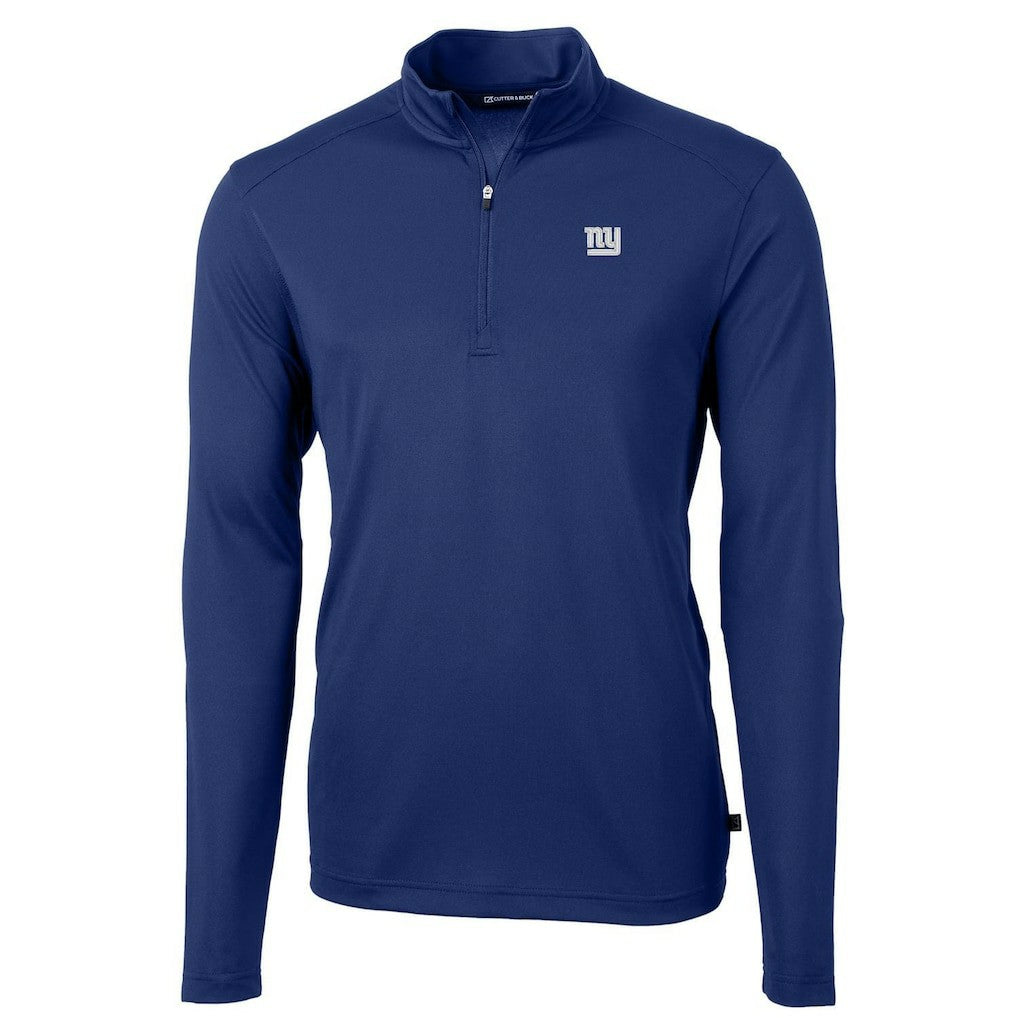 New York Giants Cutter & Buck Virtue Eco Pique Recycled Quarter-Zip Pullover Jacket - Royal Pullover