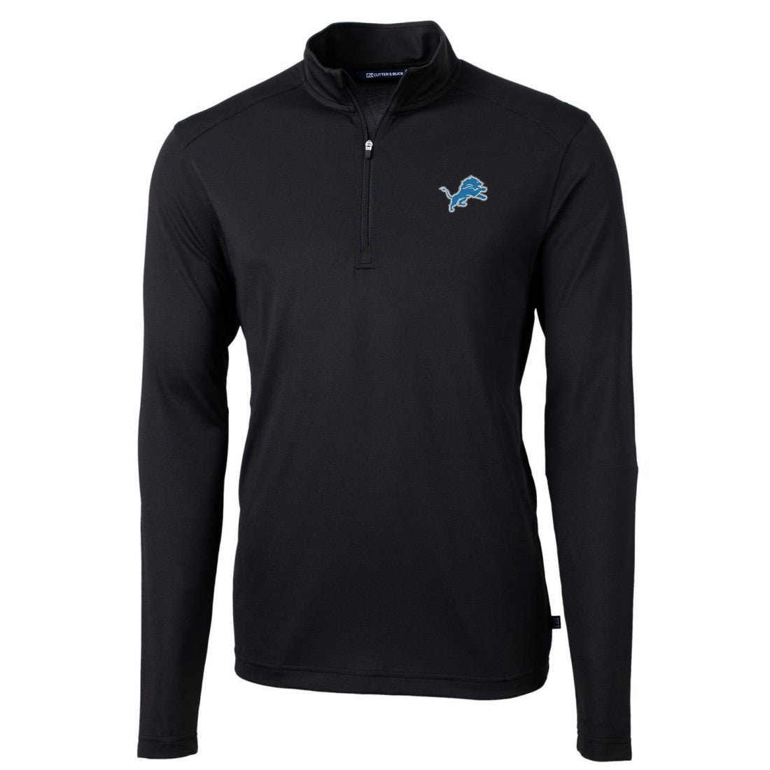 Detroit Lions Cutter & Buck Virtue Eco Pique Recycled Quarter-Zip Pullover Jacket - Black Pullover