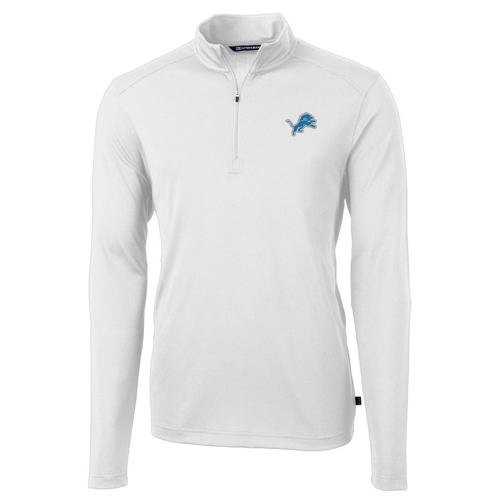 Detroit Lions Cutter & Buck Virtue Eco Pique Recycled Quarter-Zip Pullover Jacket - White Pullover