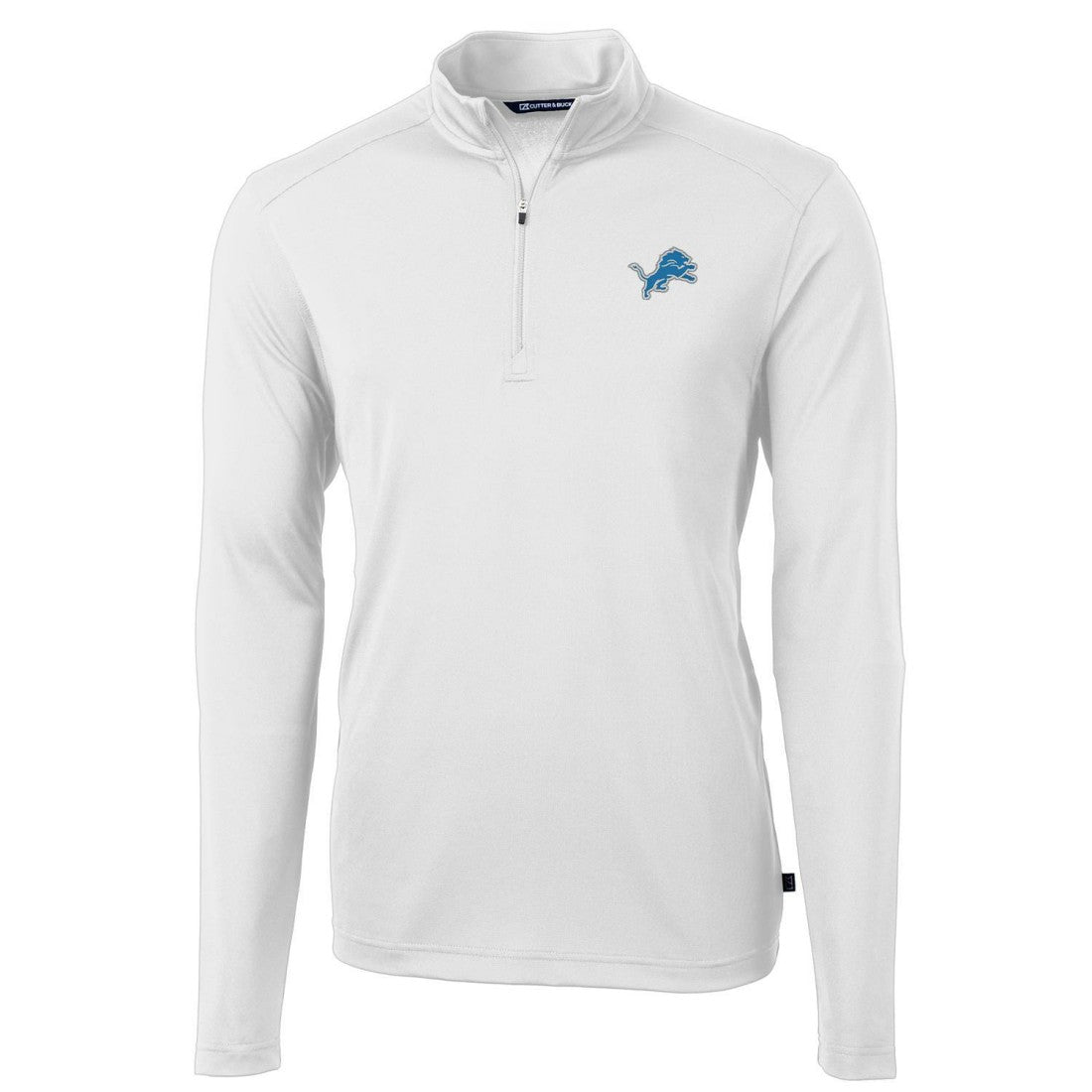 Detroit Lions Cutter & Buck Virtue Eco Pique Recycled Quarter-Zip Pullover Jacket - White Pullover
