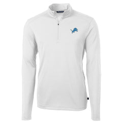 Detroit Lions Cutter & Buck Virtue Eco Pique Recycled Quarter-Zip Pullover Jacket - White Pullover