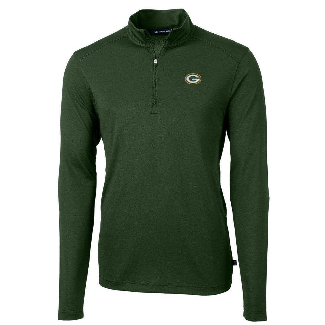 Green Bay Packers Cutter & Buck Virtue Eco Pique Recycled Quarter-Zip Pullover Jacket - Green Pullover