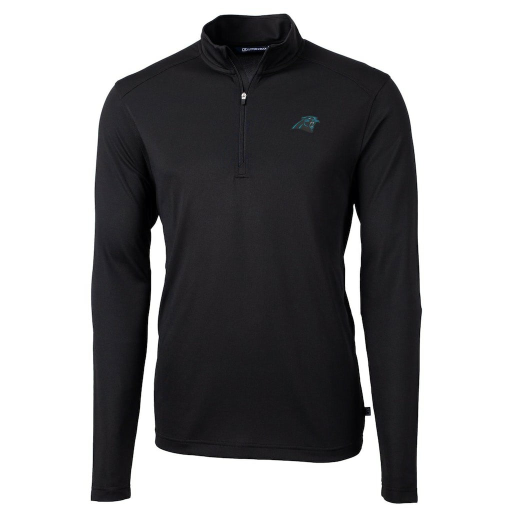 Carolina Panthers Cutter & Buck Virtue Eco Pique Recycled Quarter-Zip Pullover Jacket - Black Pullover