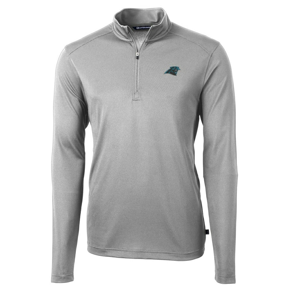 Carolina Panthers Cutter & Buck Virtue Eco Pique Recycled Quarter-Zip Pullover Jacket - Gray Pullover