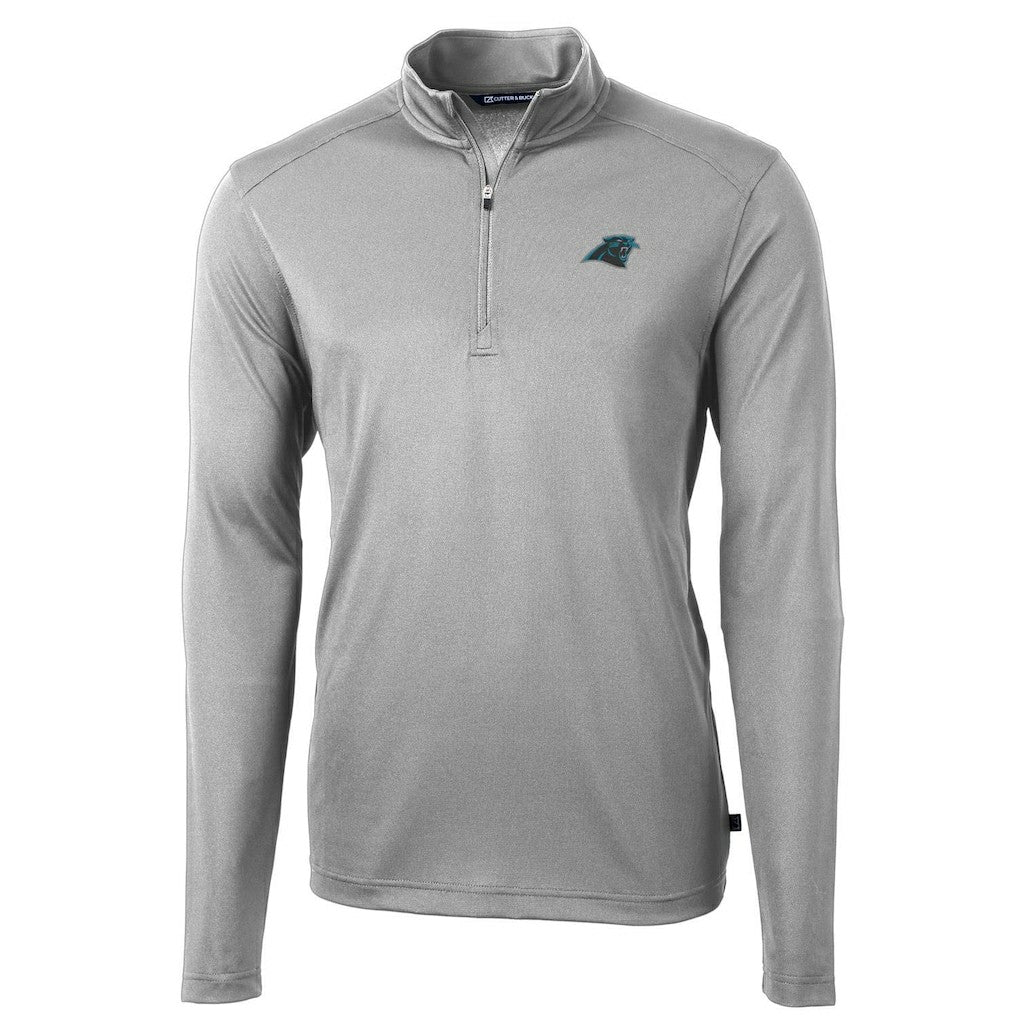 Carolina Panthers Cutter & Buck Virtue Eco Pique Recycled Quarter-Zip Pullover Jacket - Gray Pullover