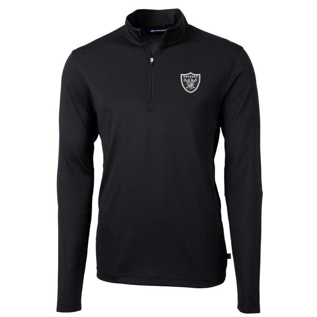 Las Vegas Raiders Cutter & Buck Virtue Eco Pique Recycled Quarter-Zip Pullover Jacket - Black Pullover