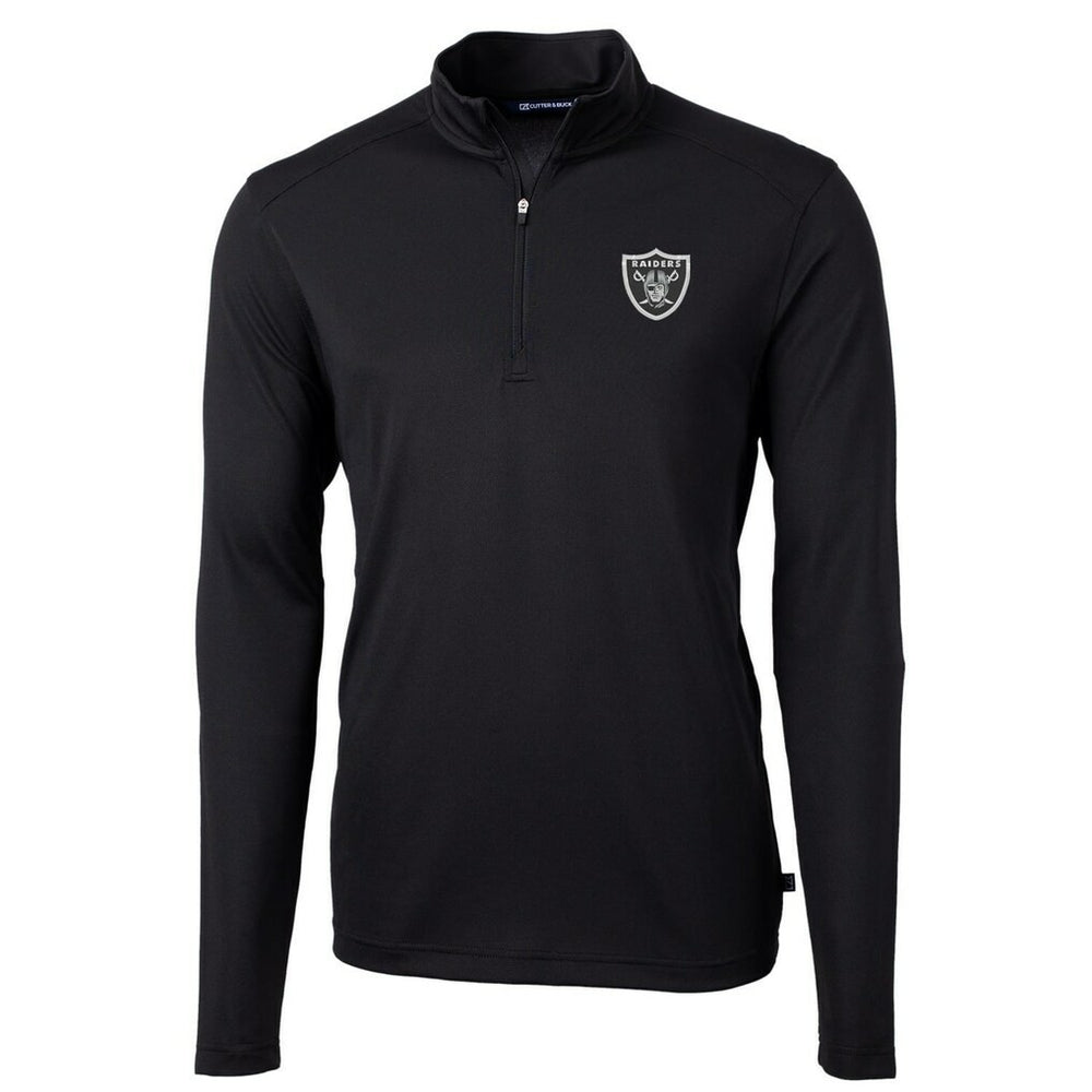Las Vegas Raiders Cutter & Buck Virtue Eco Pique Recycled Quarter-Zip Pullover Jacket - Black Pullover